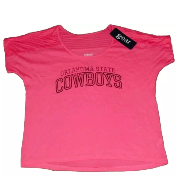 Oklahoma State Cowboys Pink Womens Crop Top Style T-Shirt sz. Medium New Ncaa - Picture 1 of 3